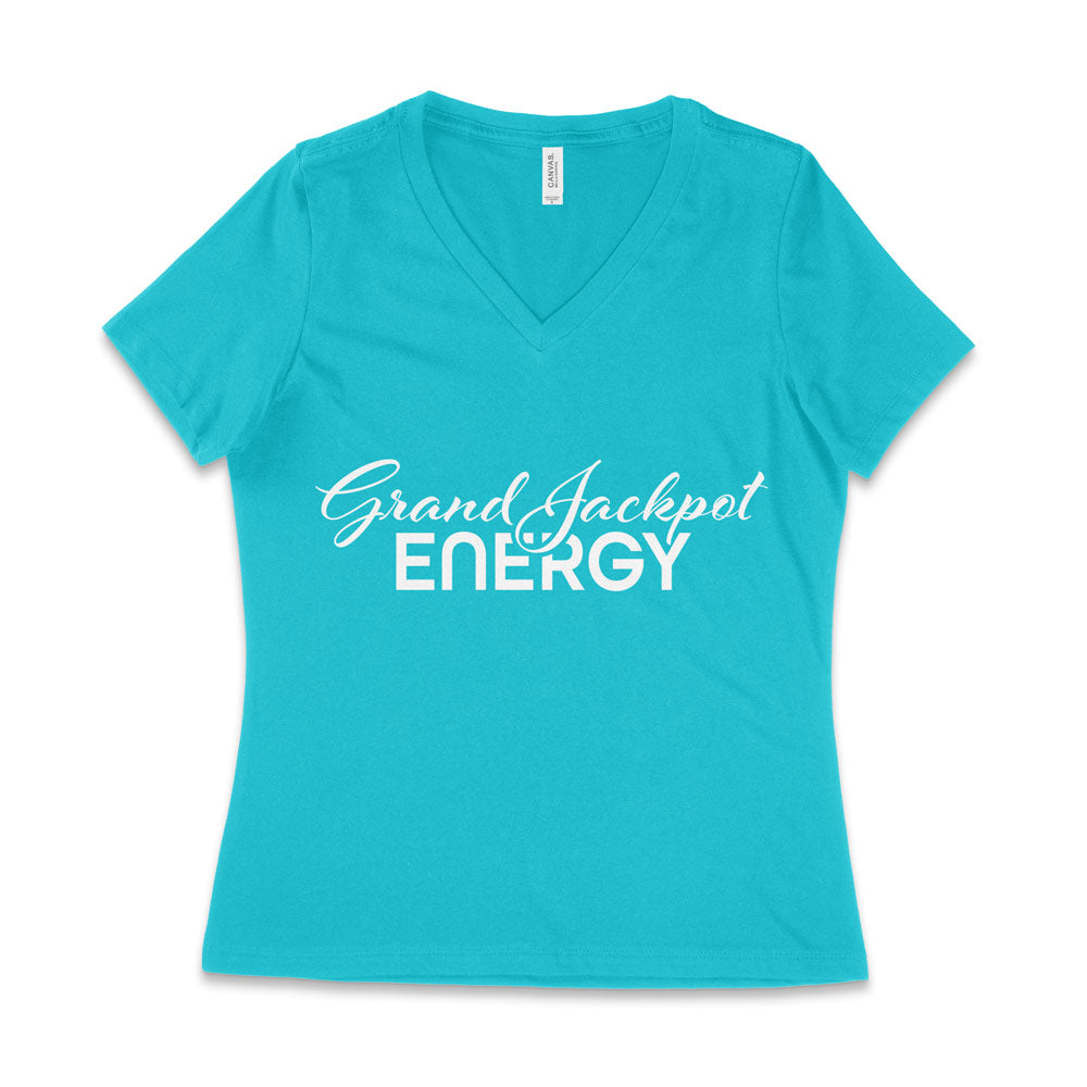 Grand Jackpot Engery Casual V-Neck Tee